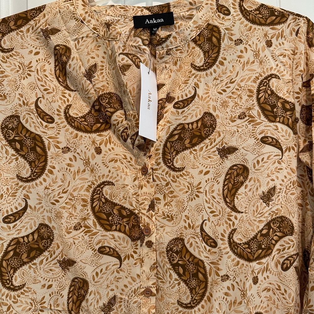 Aakaa Brown and Cream Paisley Dress - Picture 2 of 4